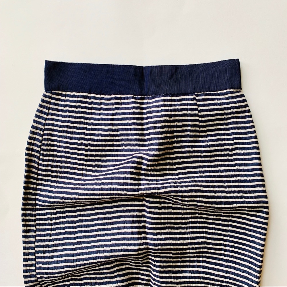 LOFT Navy/Beige Striped Linen Pencil Skirt